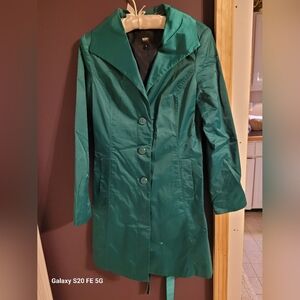 Teal Button-Up Coat With Belt